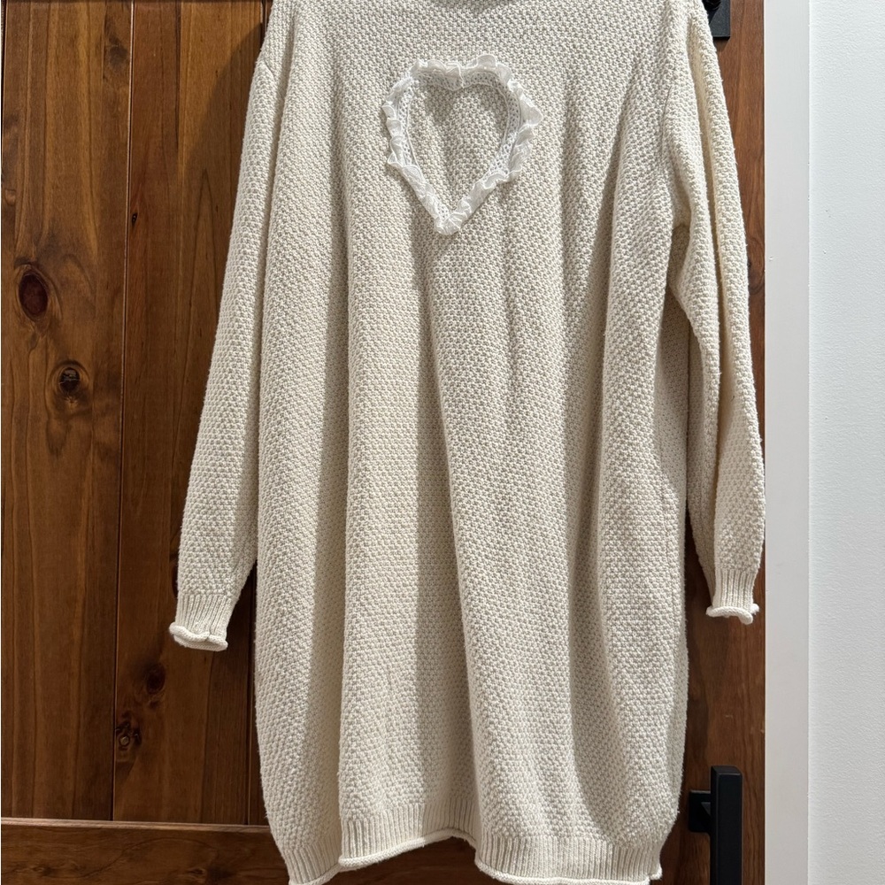 POL Cream Knit Cardigan with Lace Trim - Picture 6 of 8